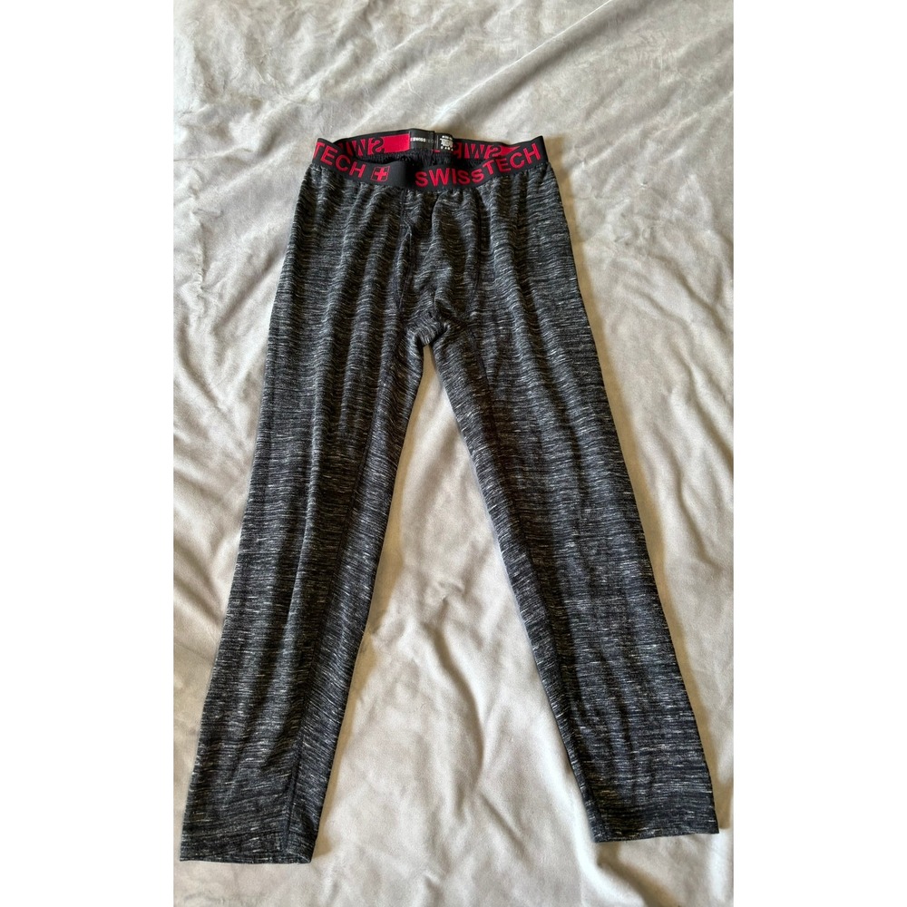 Swiss Tech Mens Base Layer Thermal Leggings Gray Space Dye Size M 32-34